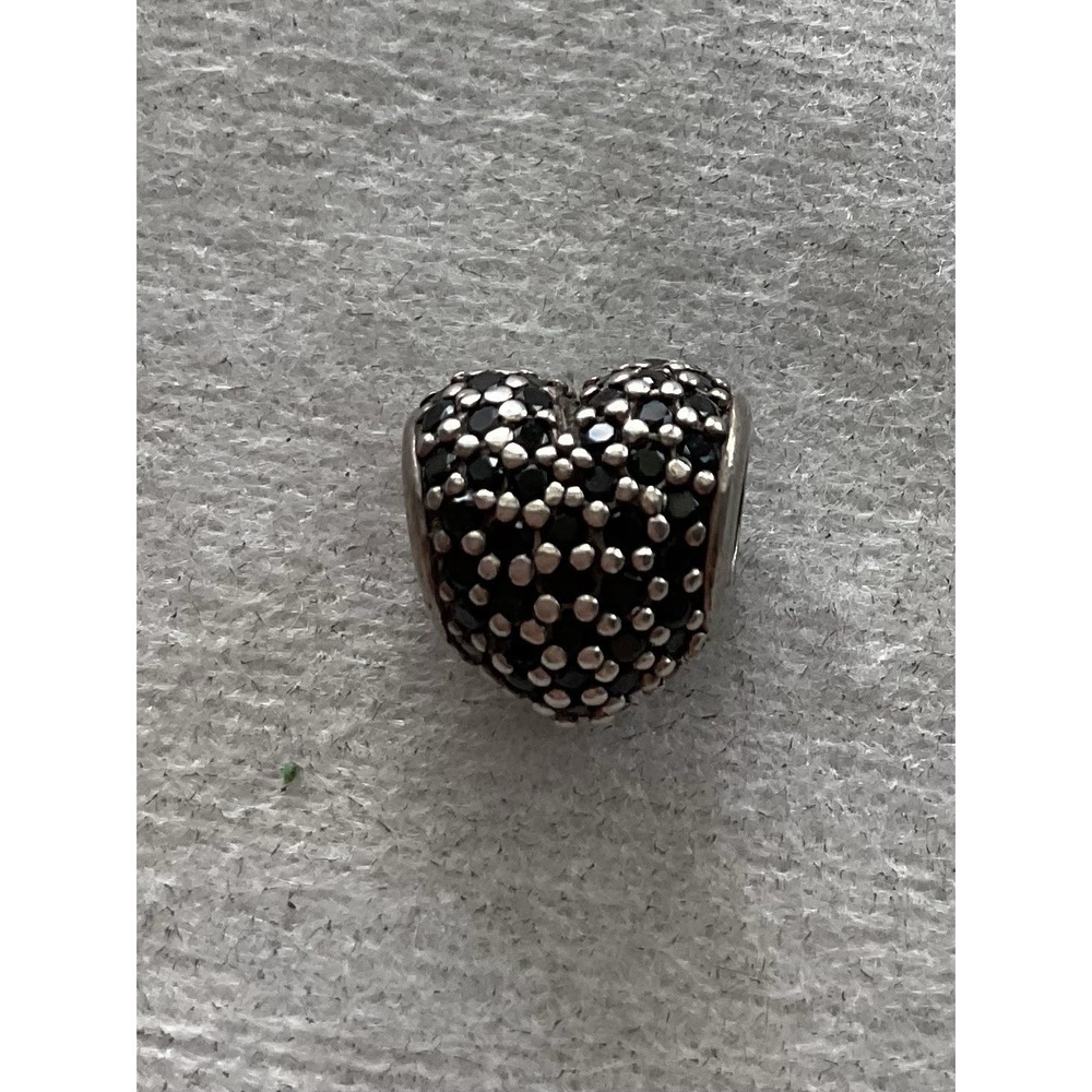 Pandora Sterling Silver Black Pave Heart Charm ALE 925